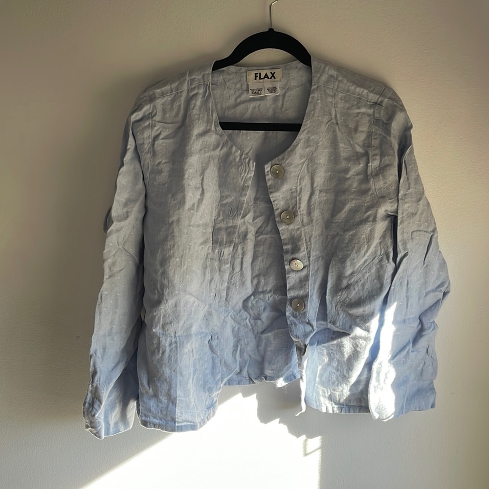 FLAX jacket/shirt size small, 100% linen, Pockets